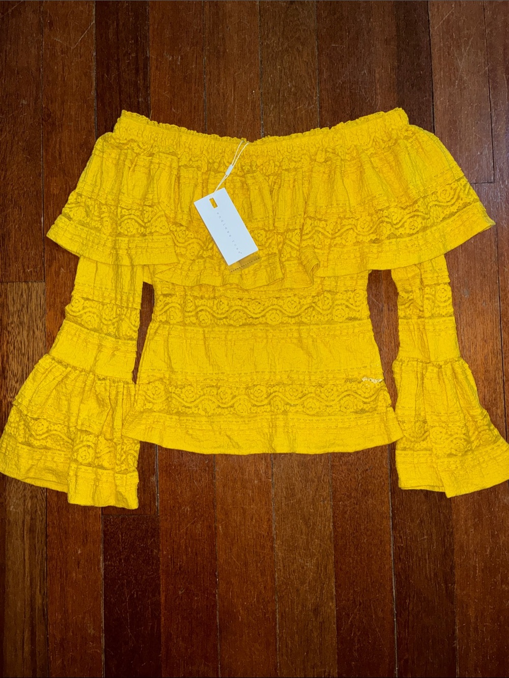 NWT Off-Shoulder Yellow Ruffled Lace Women’s Top by Endless Rose